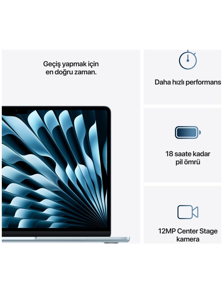 Apple MacBook Air M4 16GB 512GB SSD macOS 13" Taşınabilir Bilgisayar Gök Mavisi MC6U4TU/A